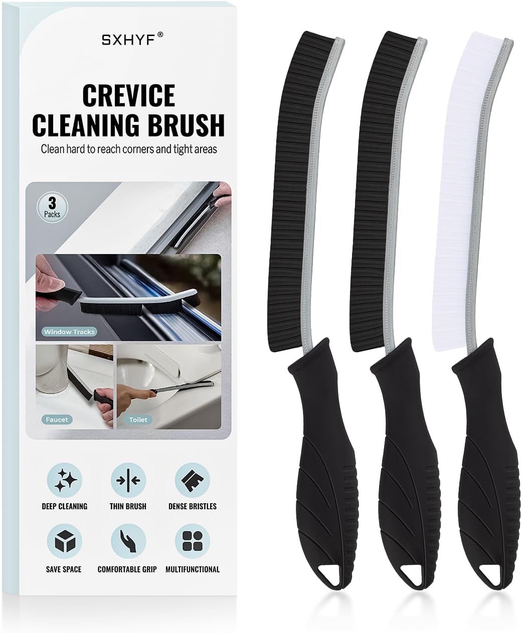 SXhyf Crevice Cleaning Brush - Grout Scrub Brush, House Cleaning Supplies, Gap Cleaning Tools, Home Essentials, Gifts for Women Men, Hard Bristle