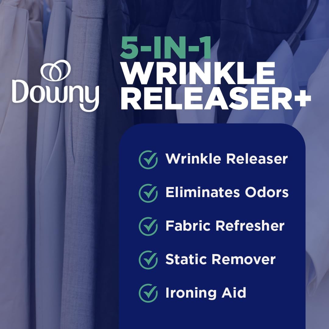 Downy Wrinkle Releaser Spray All In One Wrinkle Release Spray Travel Size, Odor Eliminator, Static Remover Fabric Refresher & Ironing Aid for Clothes