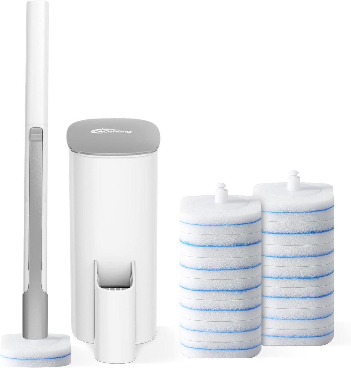 oshang Disposable Toilet Brush - Toilet Bowl Cleaner, Toilet Cleaning Supplies, Toilet Brush with Holder, 14 Refills for Deep Cleaning and Hygienic