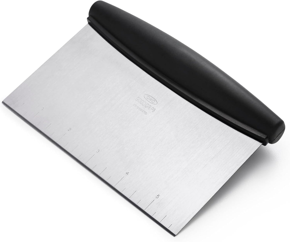 OXO Good Grips Stainless Steel Multi-Purpose Scraper & Chopper, Dough Cutter for Pizza, Bread and Cookie Dough, Multi-Purpose Vegetable Chopper