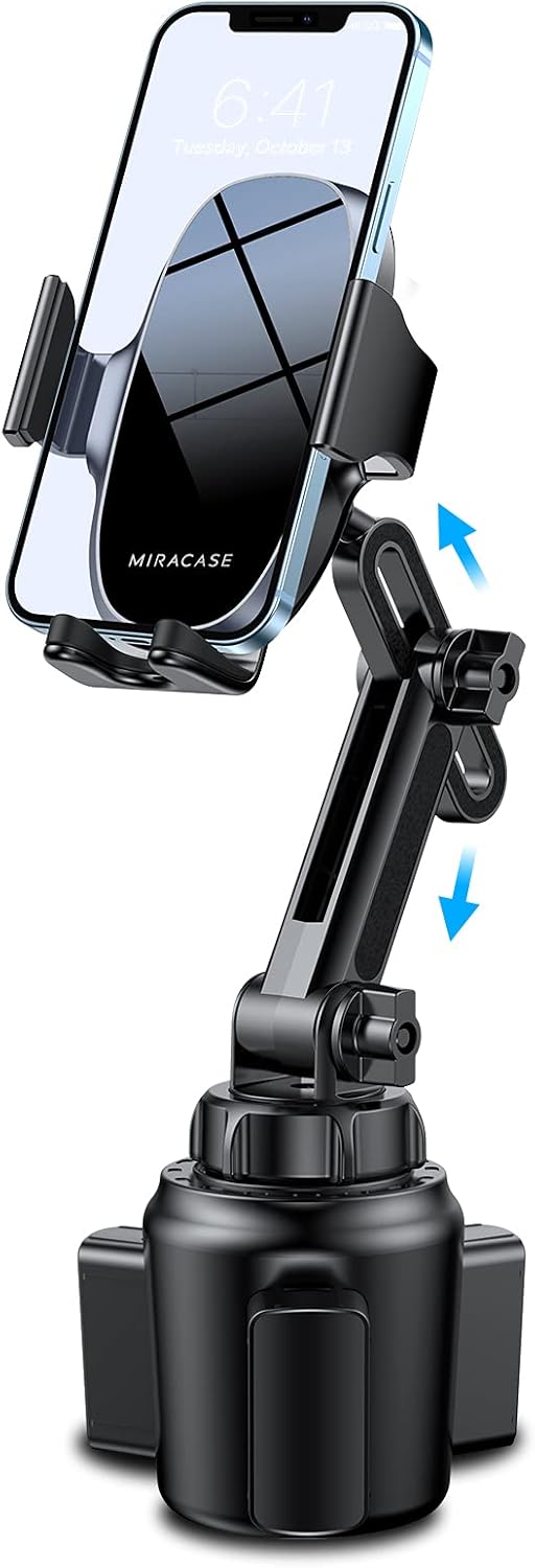 Miracase Upgraded Version Cup Phone Holder for Car, Universal Adjustable Long Neck Car Phone Mount Cradle Friendly Compatible with iPhone Samsung