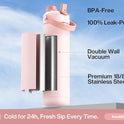 26 oz Insulated Water Bottle with 2-in-1 Straw and Spout Lid, Keep Cold 24H, Leak-Proof, Fits in Car Cup Holder, Stainless Steel Water Bottle for