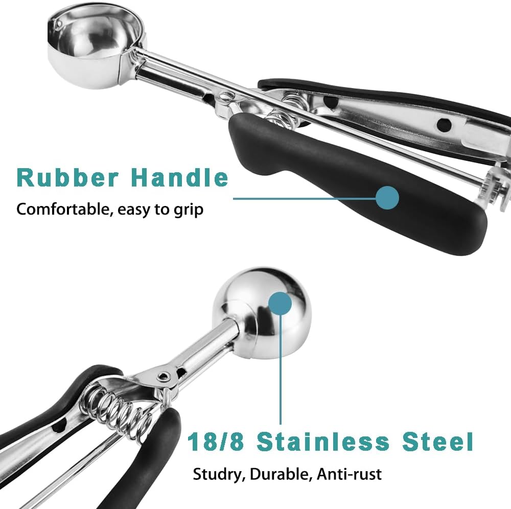 Cookie Scoop 2 Tablespoon, Size #40 Cookie Dough Scoop, 2 Tbsp/ 30 ml/ 1 oz Cookie Scoops for Baking, Spring-Loaded, 18/8 Stainless Steel