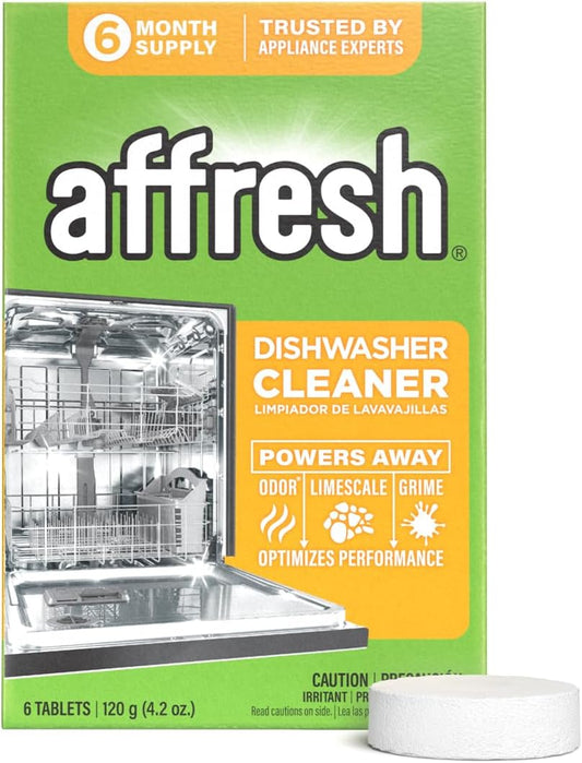 Affresh Dishwasher Cleaner, Helps Power Away Odor Causing Bacteria, Limescale, Mineral Deposits & Grime Inside Pump, Tub & Hoses, 6 Tablets, 6 Month