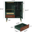 ARTPOWER Modern Coffee Bar Cabinet with Wine Glass Rack and Drawers, Green Liquor Cabinet with Pull-Out Wine Storage for Kitchen, Dining Room, Living