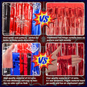 Bupelo Spider Web Birthday Decorations, 2 Pack Spider Party Supplies 3.3x6.6ft Tinsel Foil Fringe Curtains, Red Black, and Blue Photo Booth Prop