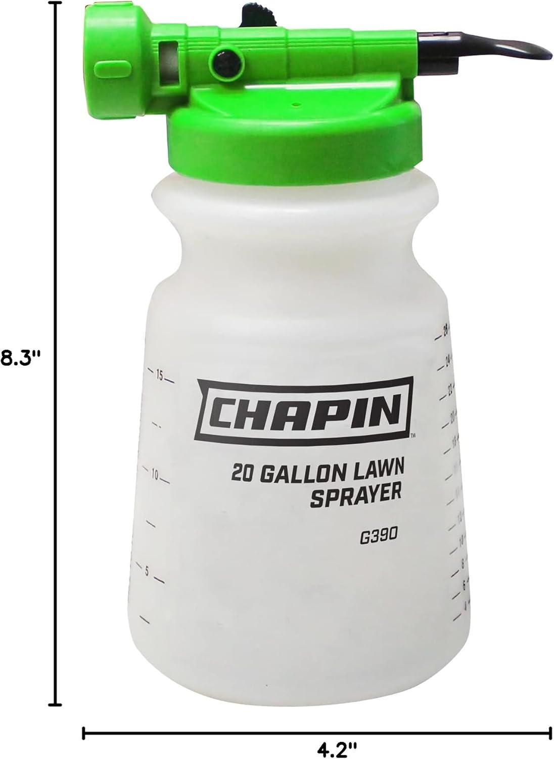 Chapin G390 Hose End Sprayer for Water Soluble Materials, 20 Gallon, 32 Ounce Tank, Finger Control and Backflow Prevention, for Spraying Lawns