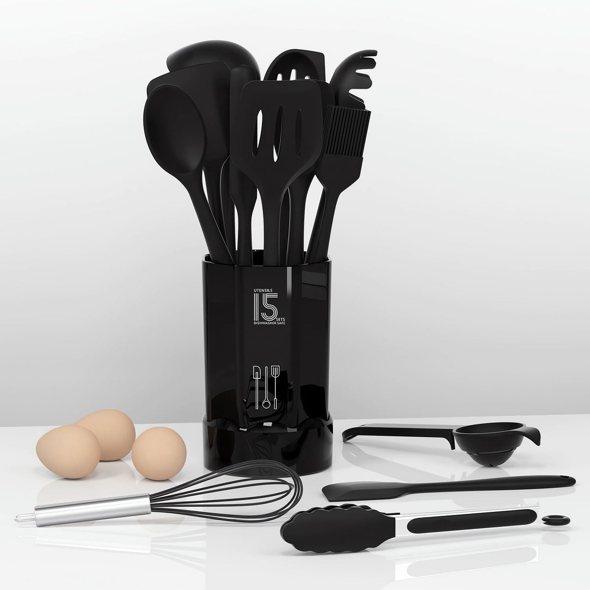Silicone Cooking Utensils Set - 446°F Heat Resistant Kitchen Utensils,Turner Tongs,Spatula,Spoon,Brush,Whisk,Kitchen Utensil Gadgets Tools Set for