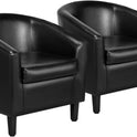 Yaheetech Barrel Chairs Set of 2, Faux Leather Club Armchairs, PU Leather Accent Chairs with Soft Padded Seat for Living Room Bedroom Waiting Reading