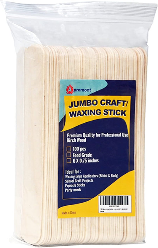 100 Piece Large Jumbo Wooden Craft Sticks (6" x 3/4"), Premium Natural Organic Wood for Waxing, Craft Project, Tongue Depressor, Popsicle, Ice Cream