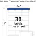 Avery Easy Peel Printable Address Labels with Sure Feed, 1" x 2-5/8" Customizable Stickers, White, 750 Blank Mailing Labels, Great for Mailing