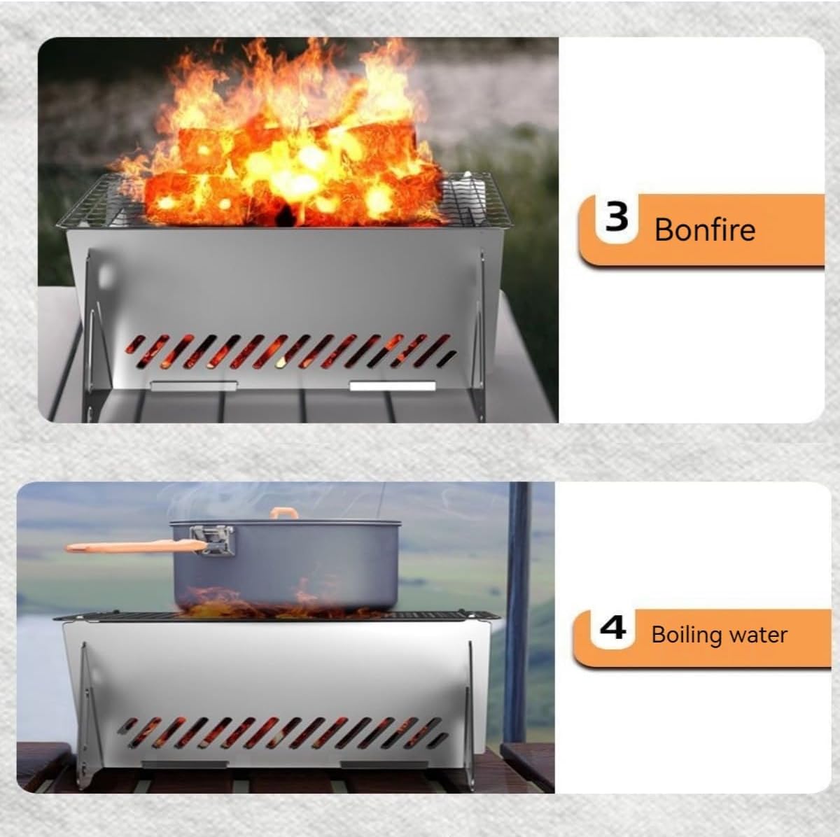 WINB Portable Folding BBQ Grill for 1-2 People - Mini Charcoal Grill for Camping, Compact Stainless Steel Fire Pit with Carry Bag, Outdoor Grill