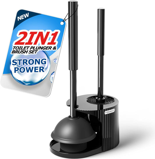 2 in 1 Toilet Plunger and Brush Set，Extended Handle Plunger，Toilet Bowl Brush Plunger Set, Bathroom Cleaning Tools ，Toilet Brush Plunger