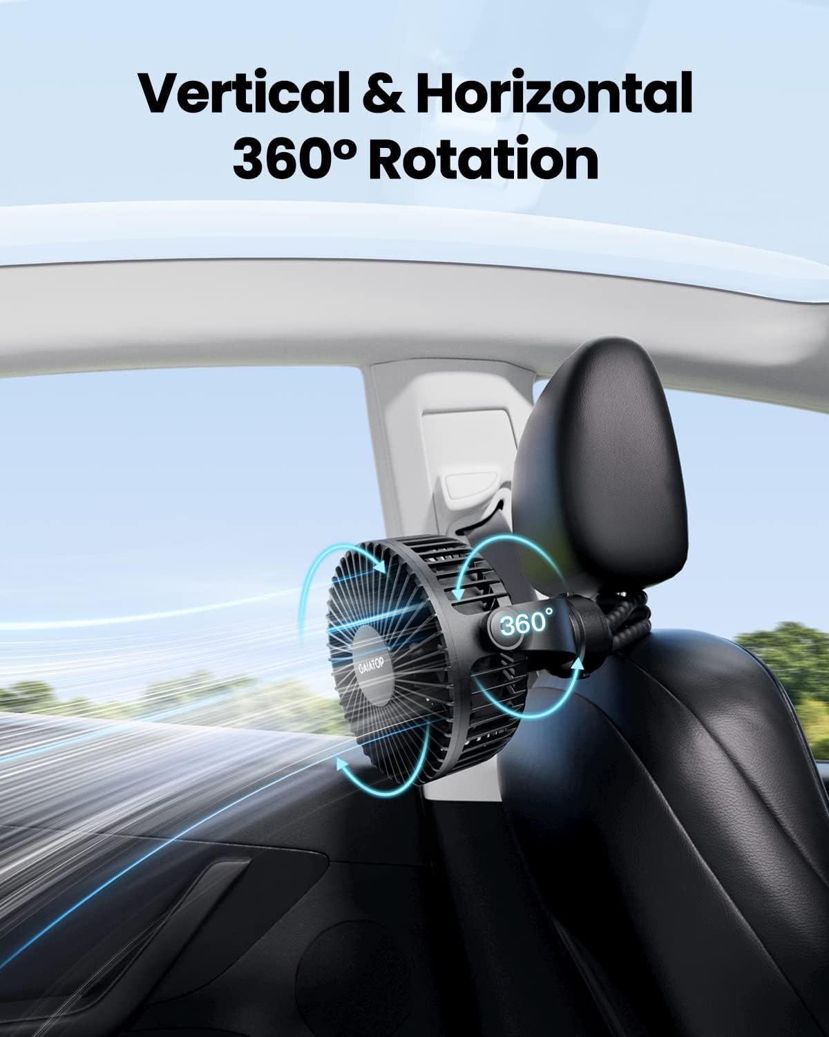 Gaiatop Mini Portable Stroller Fan, Battery Operated Small Clip on, Detachable 3 Speed Rechargeable, 360° Rotate Flexible Tripod Better Cooling for