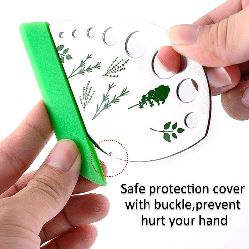 Herb Stripper, Jiaedge Green 9 holes Stainless Steel Kitchen Herbs Leaf Stripping Tool, Metal Herb Peeler for Kale, Collard Greens, Thyme, Basil