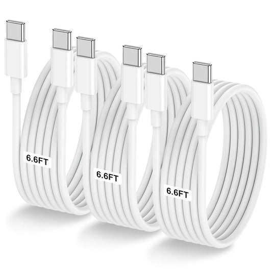 3-Pack 6.6FT 60W USB C to USB C Cable, Type C to Type C Cable,Fast Charging Cable for iPhone Air 17 16e 16 15 Pro Plus Pro Max，for Galaxy S25/S24
