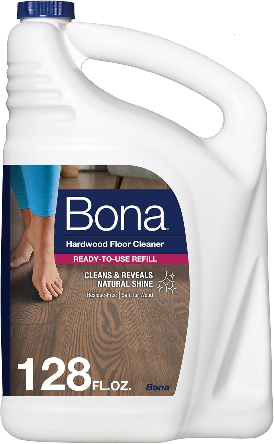 Bona Hardwood Floor Cleaner Refill - 128 fl oz - Unscented - Refill for Bona Spray Mops and Spray Bottles - Residue-Free Floor Cleaning Solution for