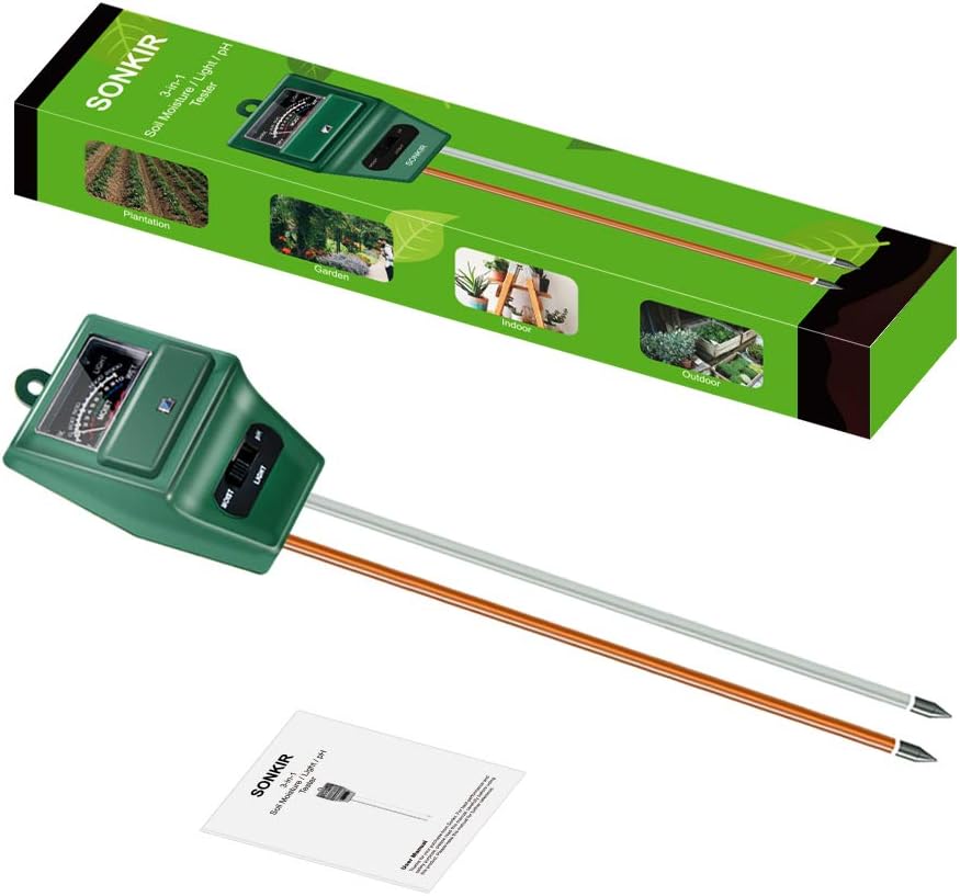 Soil pH Meter, MS02 3-in-1 Soil Moisture/Light/pH Tester Gardening Tool Kits for Plant Care, Great for Garden, Lawn, Farm, Indoor & Outdoor Use
