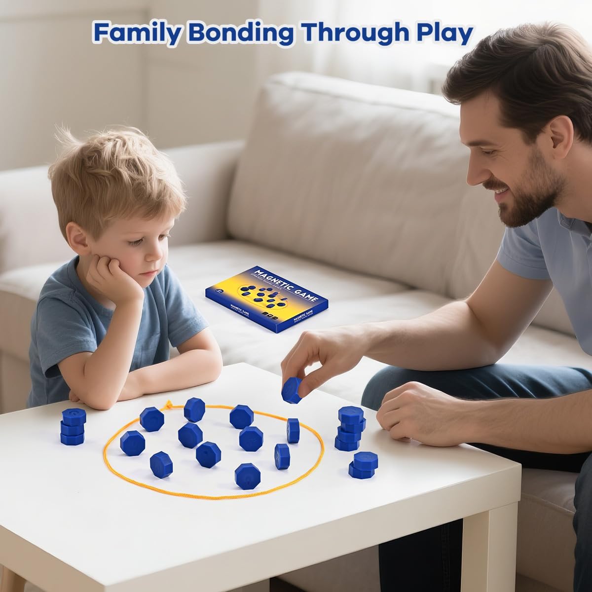 Magnetic Chess Game with Full-Size Stones, Magnet Game with String, for Family & Party & Travel & Camping, Puzzle Strategy Games, 2 Player Games for