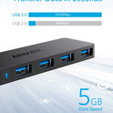 Anker USB Hub 4 Ports, Multiple USB 3.0 Hub, USB Splitter for Laptop, Extender for A Port Laptop, PC, Desktop and More [Charging Not Supported](2ft