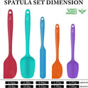 HOTEC Heat Resistant 600℉ Food Grade Silicone Rubber Spatula Set for Baking, Cooking, and Mixing Non Stick Dishwasher Safe BPA-Free Multicolor Set of