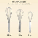 NileHome Stainless Steel Whisk Set 8" 10" 12" Kitchen Whisk Balloon Whisk Kitchen Wisk Wire Whisks for Cooking, Whisking, Blending, Beating