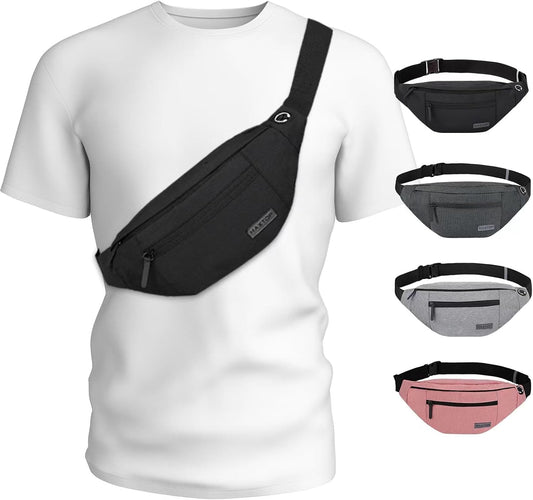 MAXTOP Large Crossbody Fanny Pack with 4-Zipper Pockets,Gifts for Enjoy Sports Festival Workout Traveling Running Casual Hands-Free Wallets Waist