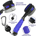THIODOON 2 Pack Golf Club Brushes and Groove Cleaner 2 ft Retractable Zipline Carabiner Golf Brush Head with Retractable Spike Comfortable Grip Golf