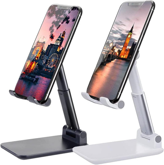 2 Pcs Cell Phone Stand, Adjustable Angle Height Phone Stand for Desk, Fully Foldable/Portable Phone Holder, Compatible for iPhone