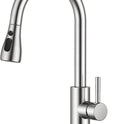 FORIOUS Kitchen Faucets with Pull Down Sprayer, Brushed Nickel, High Arc Single Handle Classic Stainless Steel Sink Faucet 1 or 3 Hole, Suitable for