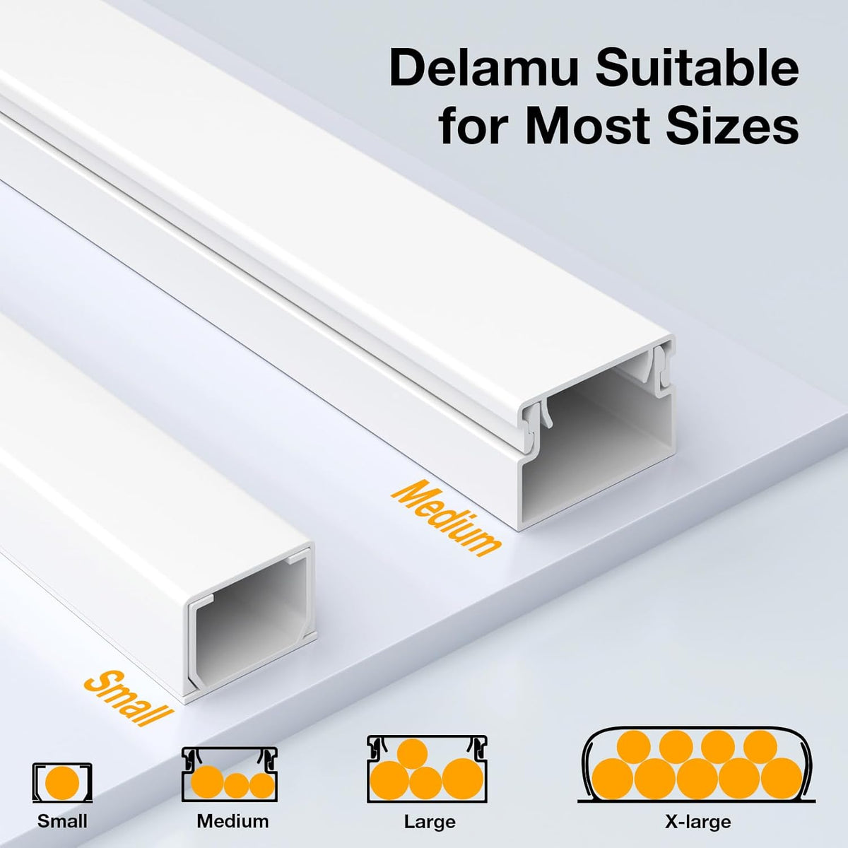 Delamu Cord Hider, 157in Wire Covers for Cords on Wall, Premium Cable Hider Cord Covers for Wires, Cable Management Wire Hiders for TV, Cable Raceway