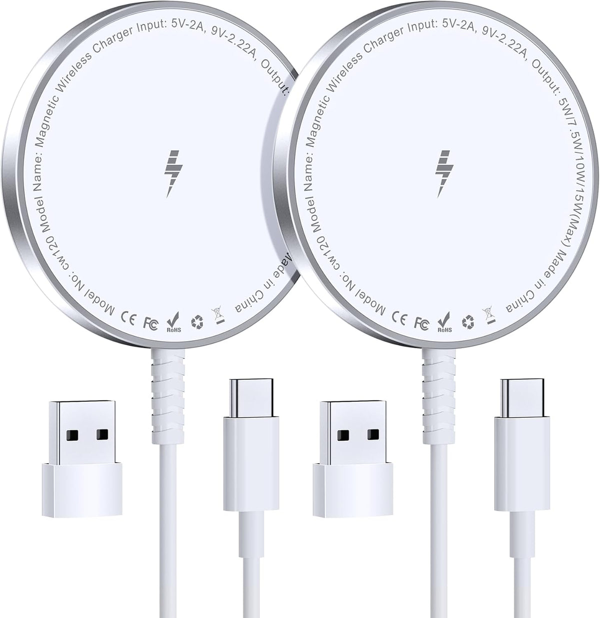 for MagSafe Charger: Magnetic Wireless Charging Pad for iPhone 17 16 15 14 13 12 Series & AirPods 4-2 Pro, Strong Magnet, Aluminum Alloy, USB-C/A