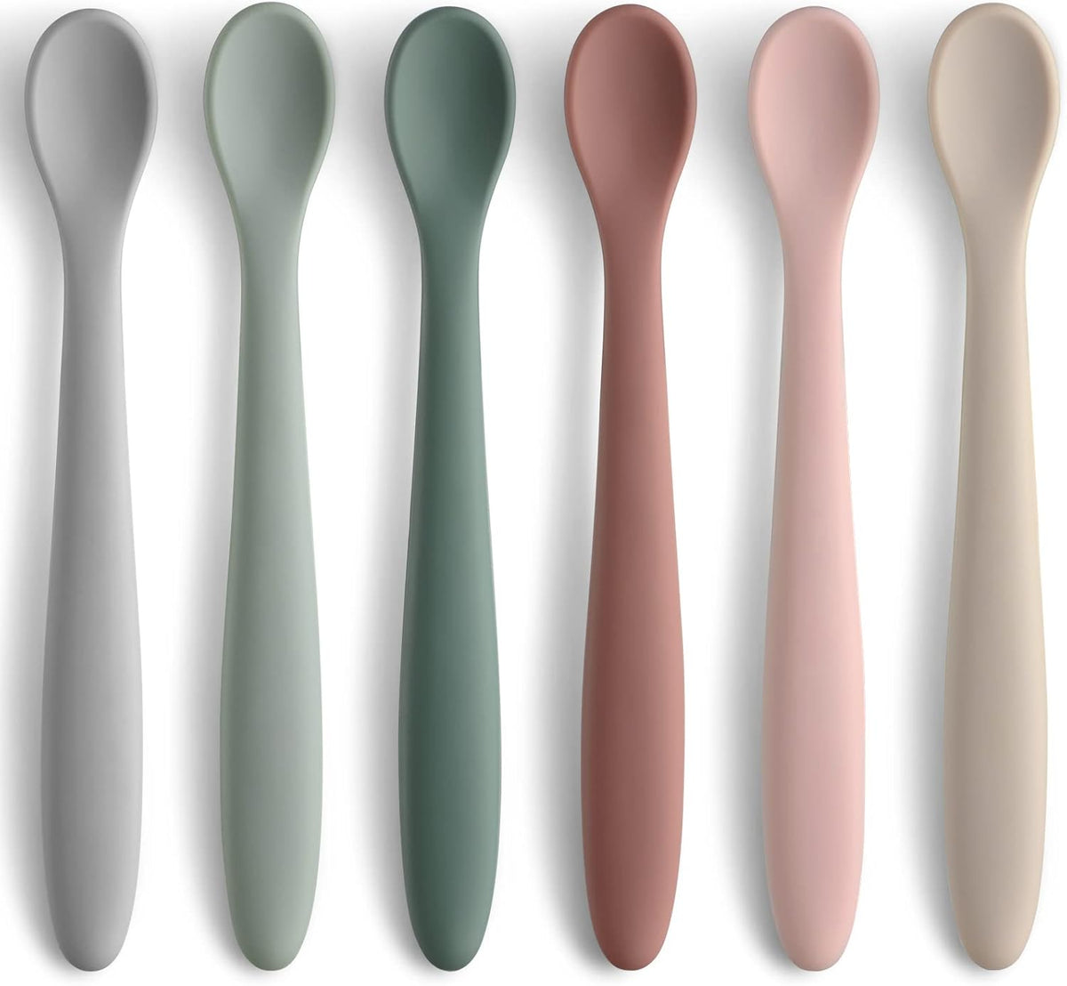 6-Piece Silicone Baby Feeding Spoons, First Stage Infant Spoons, Soft-Tip Easy on Gums I Baby Training Spoon | Infant Utensils Feeding Supplies