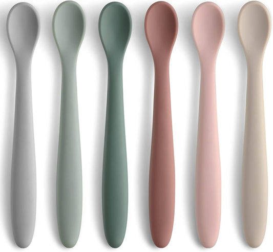6-Piece Silicone Baby Feeding Spoons, First Stage Infant Spoons, Soft-Tip Easy on Gums I Baby Training Spoon | Infant Utensils Feeding Supplies