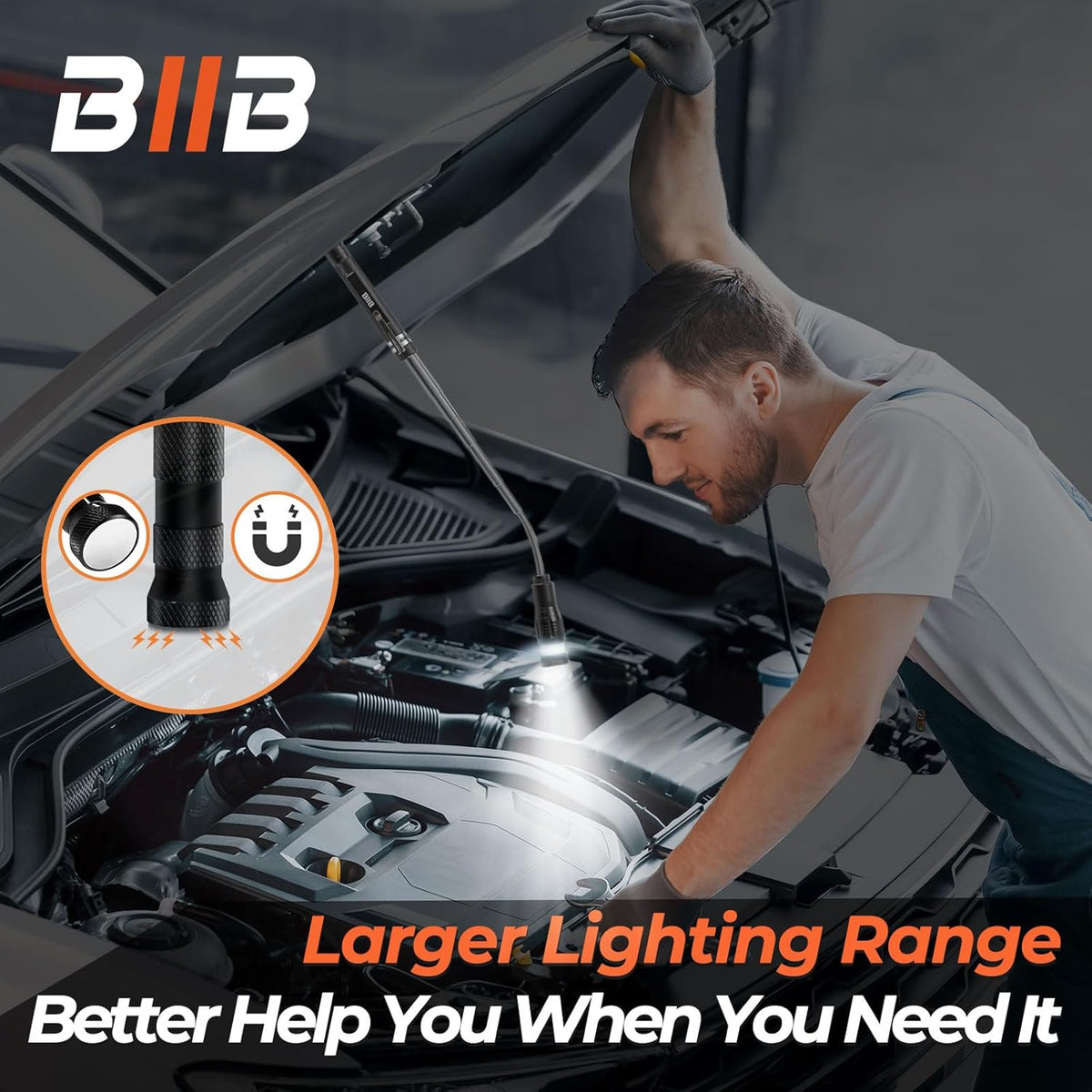 BIIB Stocking Stuffers for Men Adults, Gifts for Men LED Telescoping Magnetic Pickup Tools, Mens Gifts for Dad Him Boyfriend, White Elephant Gifts