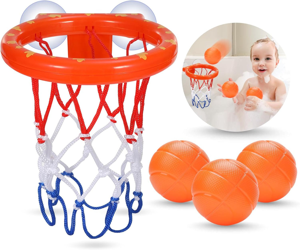 Bath Toys - Bathtub Basketball Hoop for Kids Toddlers - Bath Toys Shower Toys for Kids Ages 4-8,Suction Cup Basketball Hoop & 3 No Hole Balls Set for