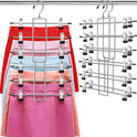 Pants Hangers with Clips,Space Saving Hanging Closet Organizer-6 Tiers Skirt Hangers with 360° Swivel Hook,Closet Organizer-Clothes Hangers- College