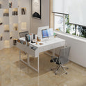 Lufeiya Small White Computer Desk with Fabric Drawers for Home Office Bedroom, 40 Inch Vanity Desk with Drawer Storage and Side Pouch, Study Writing