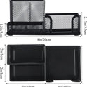 M&G Mesh Pen Holder Desk Organizers Pencil Holder for Desk Black, 3 Compartments Metal Office Supply Organizer with Sticky Notes Holder for School