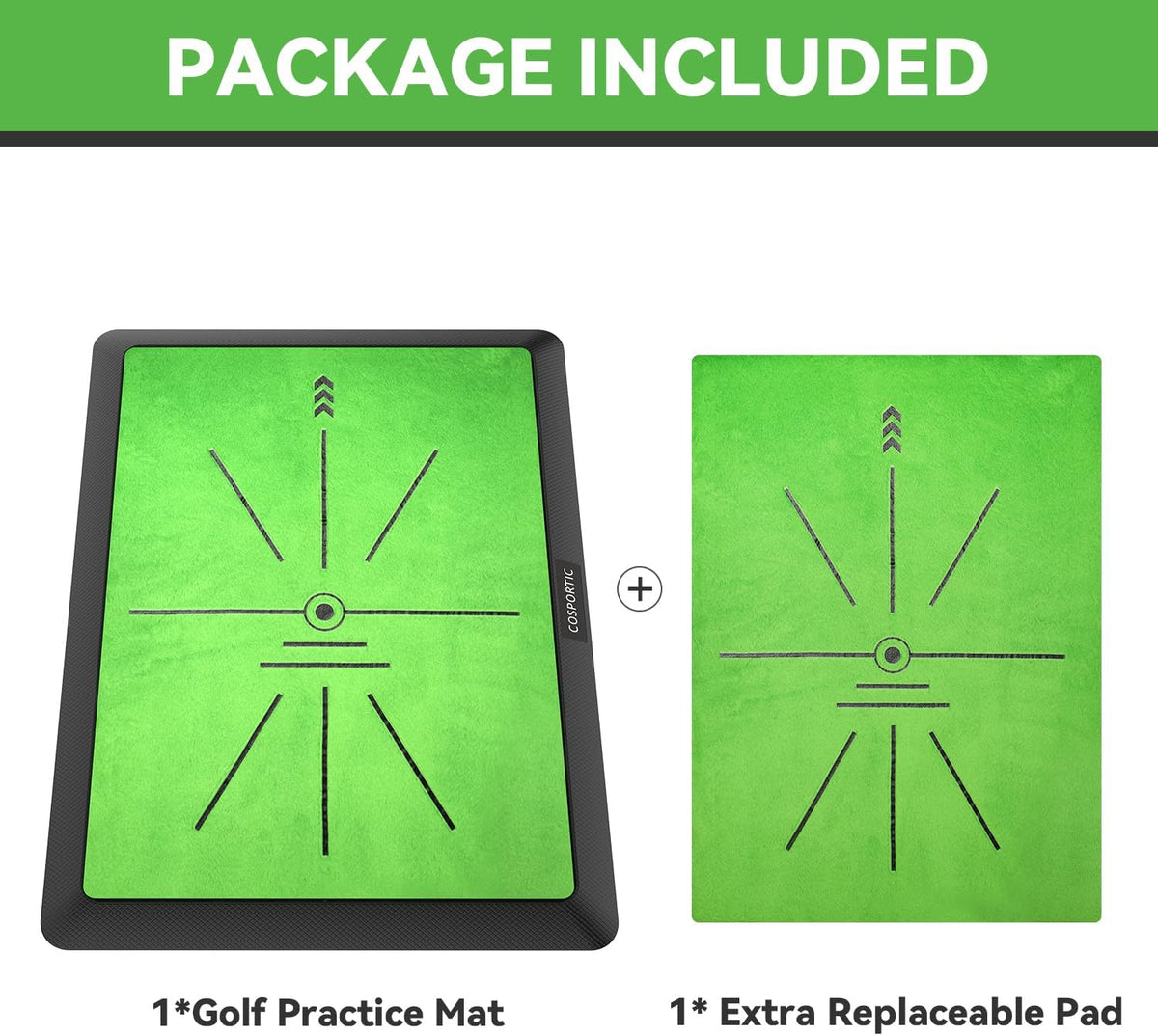 Golf Hitting Mat, Golf Training Mat for Swing Path Feedback Detection Batting,Extra Replaceable Golf Practice Mat 16"x12", Golf Gifts for Men Women
