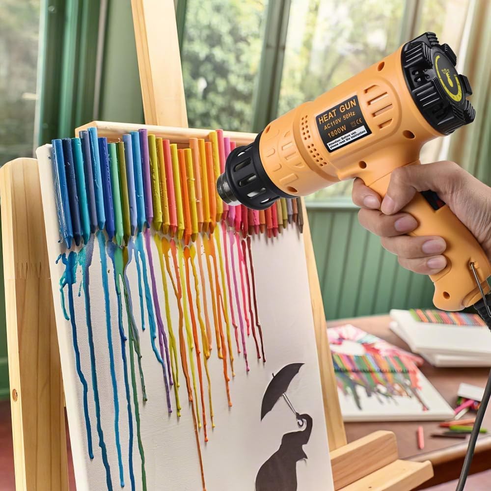 SEEKONE Heat Gun 1800W 122℉-1202℉（50℃- 650℃）Fast Heating Heavy Duty Hot Air Gun Kit Variable Temperature Control Overheat Protection with 4 Nozzles