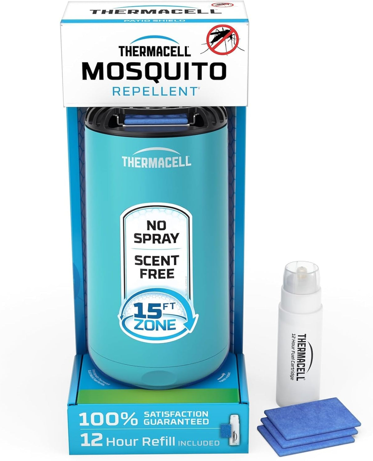 Thermacell Mosquito Repeller Patio Shield; Includes 12-Hour Refill; 15 Foot Zone of Protection; Highly Effective Mosquito Repellent for Patio; Bug