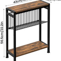 Small Side Table for Small Space, 3-Tier Narrow End Table with Magazine Holder,Slim Nightstand, Skinny Snack Couch Table in Living Room, Bedroom