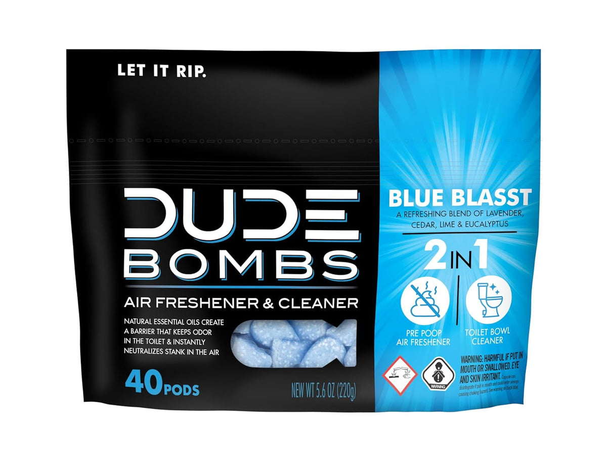 DUDE Bombs - Toilet Stank Eliminator - 1 Pack, 40 Pods - Fresh Scent 2-in-1 Stank Eliminator + Toilet Bowl Freshener - Refreshing Blend of Lavender