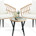 3 Piece Patio Bistro Set, Outdoor Wicker Apartment Balcony Furniture Sets, Rattan Table and Chairs Set of 2 for Porch Backyard Lawn Poolside Deck