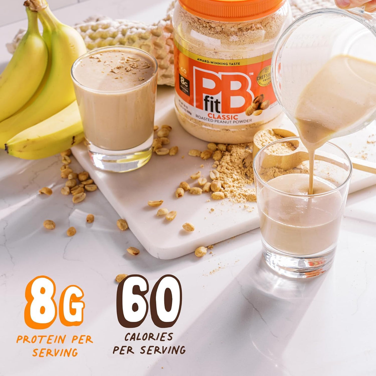 PBfit 30 Ounce Classic Peanut Butter Powder, Powdered Peanut Butter Spread From Real Roasted Peanuts, 8g of Protein 8% DV, Gluten-Free, 60 calories