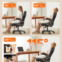 Office Desk Chair, Ergonomic Computer Chair with Padded Flip-Up Arms and Adjustable Lumbar Support, PU Leather Executive Chair with Tilt Lock and