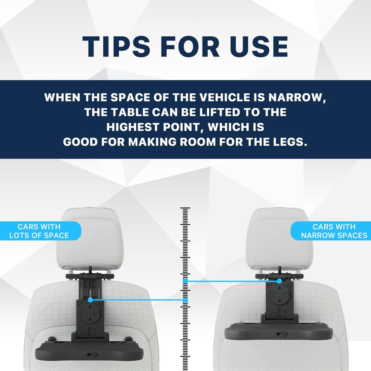 Car Back Seat Tray Table, Stable Foldable Auto Backseat Food Trays Desk for Rear Passenger Road Trip Eating & Work, Multifunctional Adjustable Travel