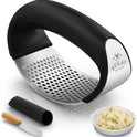 Zulay Kitchen Stainless Steel Garlic Press Rocker Set - Premium Garlic Mincer Garlic Crusher - New Innovative Garlic Crusher with Peeler and Scraper