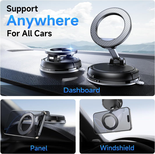 ANDERY Car Phone Holder for Magsafe [78+LBS Strongest Suction & 2400gf Magnetic] 360° Adjustable Car Phone Mount, Phone Holders for Your Car for